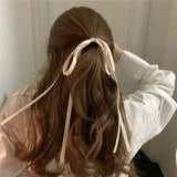 1Pcs Sweet Long Ribbon Bow Knot Hairband Scrunchies For Women Girls Hair Bow Elastic Headband Female Hair Accessories