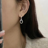 925 Sterling Silver Black Agate Rotund Earrings For Women Girl Originality Design Korean Jewelry Party Gifts Dropship