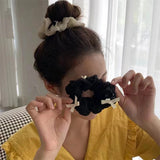 Simplicity Trend Solid Color Fabric Bowknot Large Intestine Hair Rope Girls Lovely Fashionable Versatile Hair Accessories