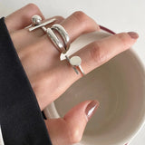 Silver Color Rings New Party Jewelry Vintage Charm Double Layer Geometric Nail Design Accessories Gift Dropship