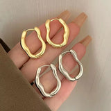 Stainless Steel Smooth Metal Hoop Earrings For Woman Girl Elegent Luxury  Korean Jewelry Temperament Girl's Daily Wear earrings