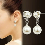 Elegant Pearl Water Drop Stud Earrings Trendy Women Crystal Freshing Temperament Eardrop