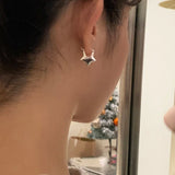 Trendy Pentagram Earrings Silver Color Needles Y2K Simple Design Star Ear Studs for Women Girls Fashion Jewelry Gifts