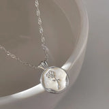 925 Sterling Silver Circular Geometry Rose Necklace Dropwise Glaze Korean Gentle Jewelry Birthday Gift Wholesale