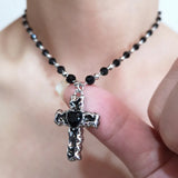 Love Heart Cross Pendant Necklace For Women Men Personality VintageThin Chain Choker Necklaces Jewelry