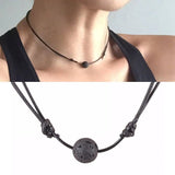 Charm New Black Lava Stone Necklaces Essential Oil Diffuser Rock Beads Pendant  For Men Women Chokers Jewelry Gift