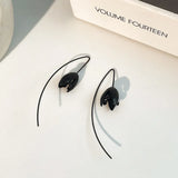 Fashion Contracted Women The New contracted Of Female Black Flower Earrings Jewelry