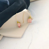 Retro Tulip Earrings Minority French Gentle Sweet Girl Simple Spring Earrings Retro Fashion Trendy Earrings