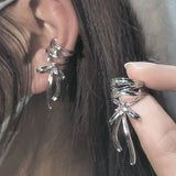 New Ribbon Aesthetics Ear Clips Earrings Ballet Bow-knot Ear Cuff Women Girls Korean Fashion Kpop Earring Jewelry Gifts