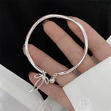 Silver Color Bow Bracelet for Women Cute Romantic Round Ball Jewelry Birthday Gift Dropshipping Wholesale