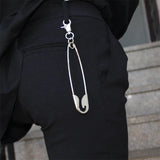 Punk Big Safety Pin Metal Pendant Keychain For Women Men Vintage Harajuku Cool Hip Hop Key Chain Waist Pants Jeans Accessories