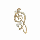 Women Trendy Musical Note Pearl Brooch High-grade Crystal Fashion Clothing Accessories