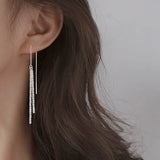 New Sparkling High-end Chain Tassel Long Earrings for Women Shining Star Dangle Earrings Fashion Jewelry Party Gift