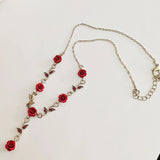 New Fashion Sweet Red Rose Necklaces Women Temperament Elegant Senior Sense Necklace Romantic Party Jewelry Gift