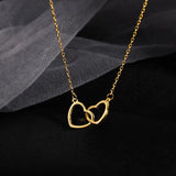 Double Heart Pendant Necklace for Women Couple Choker Gold Silver Color Chain Wedding Party Friends Jewelry Gift