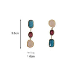 Colorful Resin Earrings for Women Retro Contrast Geometric Dangle Earrings Korean Jewelry High Quality Wholesale