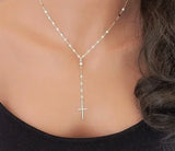 Delysia King Women Trendy Cross Necklace Simple Solid Color Banquet Pendant