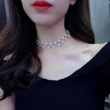 New Beads Neck Chain Kpop Pearl Choker Necklace Gold Color Goth Chocker Jewelry on The Neck Pendant Collar for Women