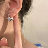 Trendy Pentagram Earrings Silver Color Needles Y2K Simple Design Star Ear Studs for Women Girls Fashion Jewelry Gifts