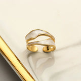 Retro Gold Color Double Oil Drip Open Rings Women Luxury Irregular Adjustable Finger Ring New Trendy Wedding Jewelry Gift