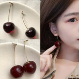 New Cute Simulation Red Cherry Earrings for Women Girl Sweet Resin Hot Sale Earring Student Fruit Fashion Jewelry Gift