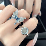 Korea Colorful Stone Oil Drip Rhinestone Trendy Geometry Rings For Women Heart Star Girls Y2k Jewelry Gifts