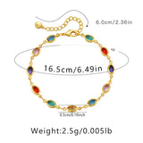 Exotic Colorful Acrylic Oval Beads Bracelet for Women 18K Gold Plated Chain Tourist Seaside Commemorative Bracelet Party Jewelry