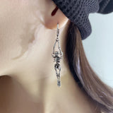 925 Sterling Silver Skeleton Skull Dangle Earring for Women Gift Halloween Vintage Hip Hop Trend Jewelry Dropshipping