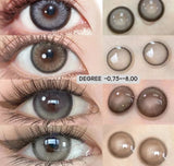  Colorcon 1 Pair Korean Lenses Colored Contact Lenses with Degree Myopia Lenses Natural Eye Lenses Gray Lenses