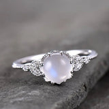 Delysia King Women Vintage Moonstone Ring Water Droplets Semi-transparent High-grade Rings