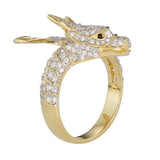 Men Trendy Inlaid Zircon Dragon Shape Ring Domineering Lifelike Adjustable Banquet Rings