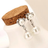 Elegant Pearl Water Drop Stud Earrings Trendy Women Crystal Freshing Temperament Eardrop