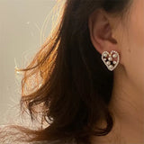 Earrings Jewelry Geometric Heart Imitation Pearl Fashion Stud Earring For Women Accessories Wholesale E0100
