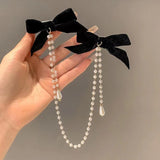 1PC Tassel Elegant Vintage Bow Pearl Chain Hairpins Sweet Hair Decorate Headband Hair Clips For Fashion Hair Accessories