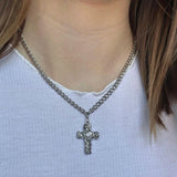 Stainless Steel Chain Black Cross Necklace For Women Men Vintage Punk Simple Geometric Pendant Necklace Choker Jewelry