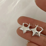 Trendy Pentagram Earrings Silver Color Needles Y2K Simple Design Star Ear Studs for Women Girls Fashion Jewelry Gifts