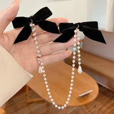 1PC Tassel Elegant Vintage Bow Pearl Chain Hairpins Sweet Hair Decorate Headband Hair Clips For Fashion Hair Accessories