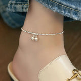 Classic 925 Silver Small Bell Charm Anklet for Women Trendy Fine Jewelry Geometric Accessories