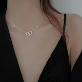 Double Heart Pendant Necklace for Women Couple Choker Gold Silver Color Chain Wedding Party Friends Jewelry Gift