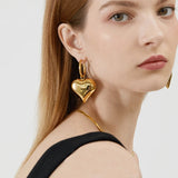 New Heart Huggie Hoop Earrings for Women Asymmetric Gold Color Big Earring Fashion Party Jewelry Girl Gift