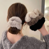 Fashion New Fluffy Warm Autumn Winter Fur Elastic Hair Bands Scrunchies Large Intestine Hair Rings Women Girls Plush Hair Ropes