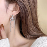 Laser Stone Pink Love Heart Pendant Star Butterfly Long Tassel Drop Earrings Women Cool Girl Y2K Jewelry NEW INS