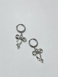 Vintage Bowknot Pendant Hoop Earrings for Women Egirl Unusual Korean Fashion Aesthetic Bow Ear Rings Y2K Jewelry Accessories