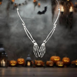 Halloween Alloy Skull Ghost Festival Claw Necklace Accessories Holiday Party Dress Up Props Unisex Skeleton Hand Bone Necklace