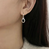 925 Sterling Silver Black Agate Rotund Earrings For Women Girl Originality Design Korean Jewelry Party Gifts Dropship