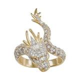 Men Trendy Inlaid Zircon Dragon Shape Ring Domineering Lifelike Adjustable Banquet Rings