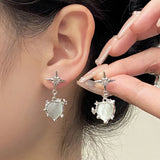 Y2K Star Heart Opal Stone Drop Earrings for Women Kpop Crystal Cross Love Pendant Earring Irregular Aesthetic Egirl Jewelry Gift