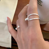 925 Sterling Silver Ring for Women Girl Jewelry Geometry Hollowed Out Design Overlapping Simple  Gift Dropshipping