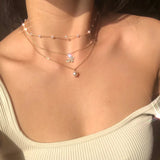 New Beads Neck Chain Kpop Pearl Choker Necklace Gold Color Goth Chocker Jewelry on The Neck Pendant Collar for Women