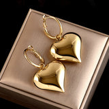 New Heart Huggie Hoop Earrings for Women Asymmetric Gold Color Big Earring Fashion Party Jewelry Girl Gift